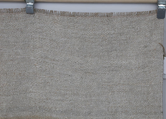 5x8 Vintage Hemp Rug, White Beige Striped Turkish Flatweave Area Rug, Handmade Natural Hemp Rug