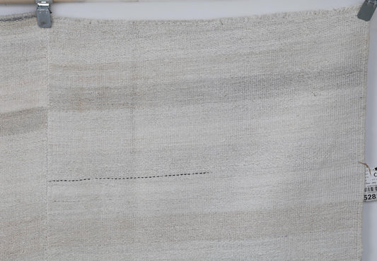 7x10 Vintage Hemp Rug, White Beige Turkish Flatweave Area Rug, Minimal Handmade Neutral Hemp Decor Rug