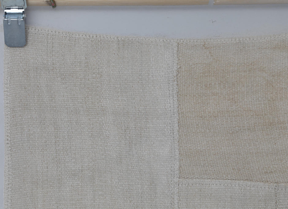 Natural hemp texture detail on handmade minimalist runner