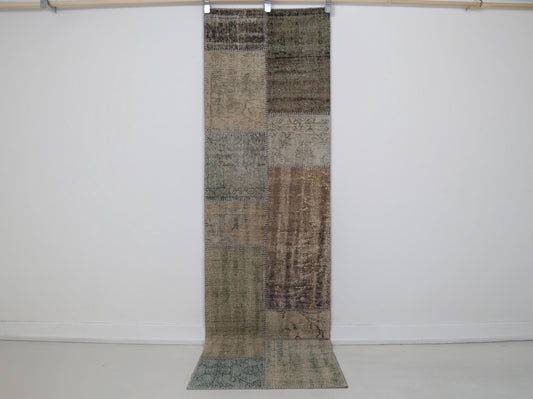 2x7 Vintage Turkish Patchwork Runner Rug, Multicolor Hallway Rug, Handmade Wool Cotton Long Runner Decor