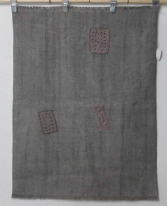 3x4 Vintage Hemp Rug, Solid Gray Minimalist Turkish Hemp Area Rug, Handmade Neutral Rustic Decor