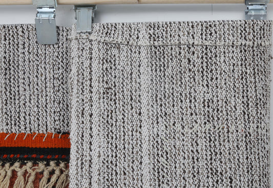 3x4 Vintage Hemp Tapestry Rug, Orange Minimalist Wall Hanging, Handmade Textile Art Decor