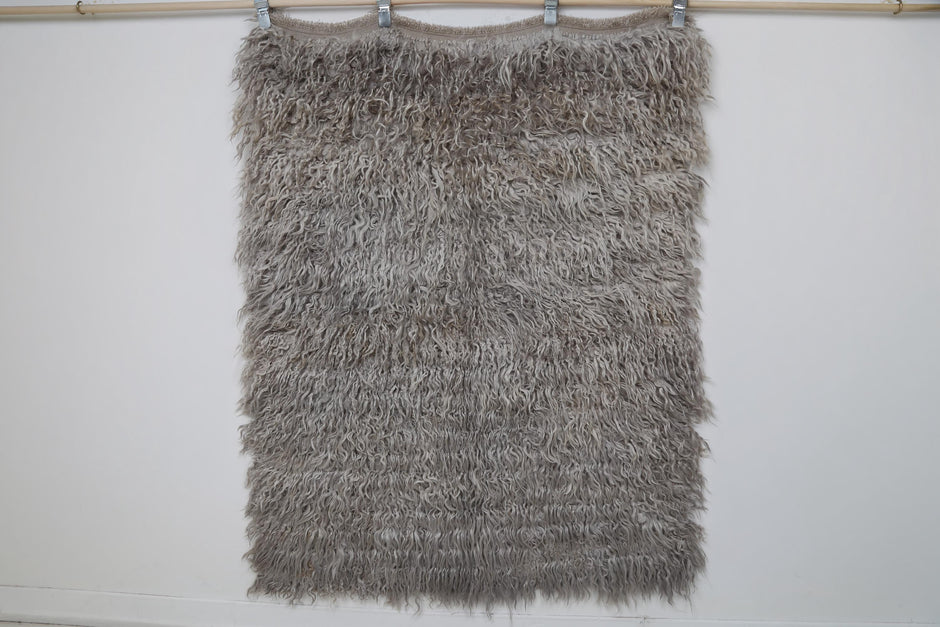 Natural wool fiber detail on handwoven Filikli tribal rug