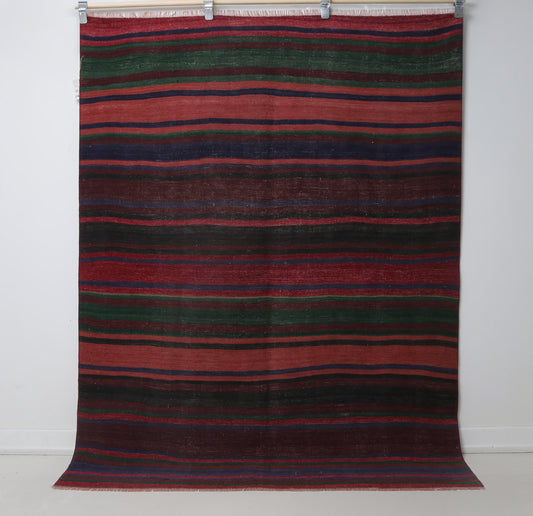 5x6 Vintage Striped Kilim Rug, Handmade Multicolor Turkish Wool Area Rug, Rustic Boho Flatwoven Floor Decor
