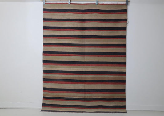 5x6 Vintage Striped Kilim Rug, Handmade Multicolor Turkish Wool Area Rug, Rustic Flatwoven Boho Decor