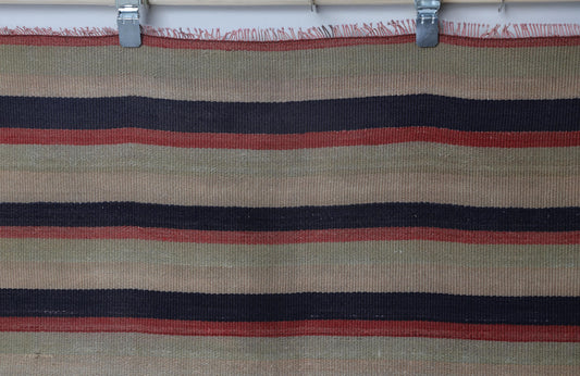 5x6 Vintage Striped Kilim Rug, Handmade Multicolor Turkish Wool Area Rug, Rustic Flatwoven Boho Decor