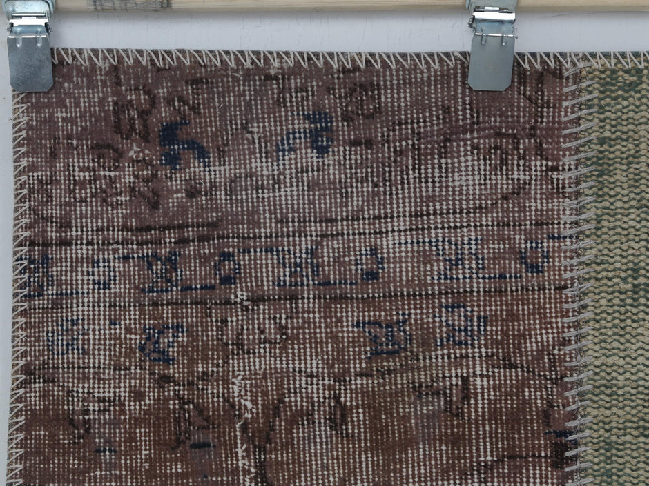Faded earthy tone texture detail on handmade wool cotton runner