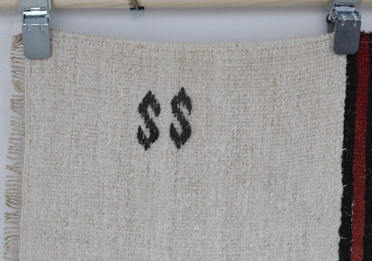 2x6 Vintage Hemp Runner Rug, Beige Striped Turkish Hallway Rug, Handmade Hemp Wool Narrow Runner