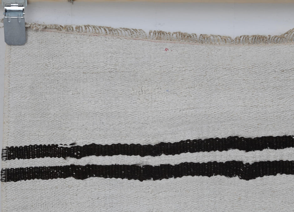 Natural hemp wool texture detail on handmade minimalist runner