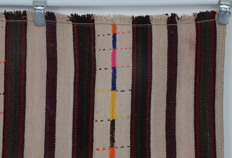 5x8 Vintage Turkish Kilim Runner Rug, Striped Rug, Handmade Cotton Flatweave