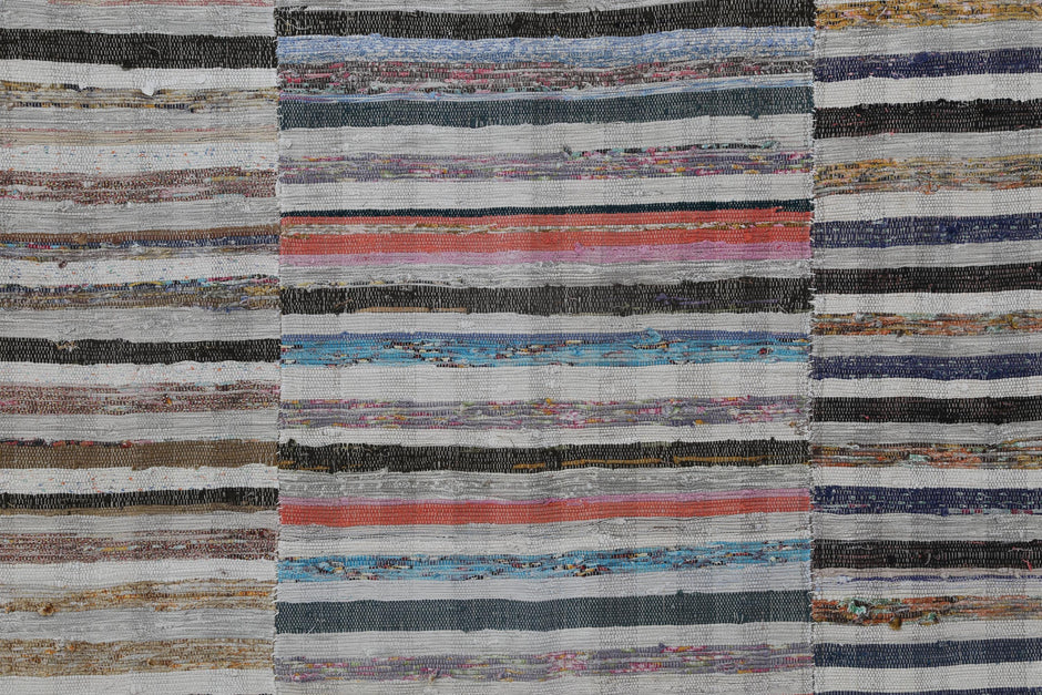 6x10 Vintage Kilim Caput Rug, Multicolor Striped Handmade Area Rug, Cotton Wool Flatweave Floor Decor