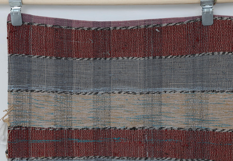 6x8 Vintage Kilim Caput Rug, Multicolor Striped Turkish Flatweave Rug, Handmade Wool Cotton Area Decor