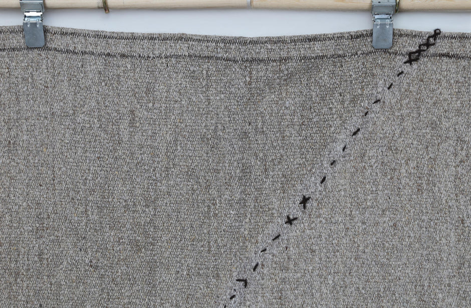 7x10 Vintage Hemp Old Rug, Brown Minimalist Area Rug, Handmade Natural Fiber Turkish Floor Covering