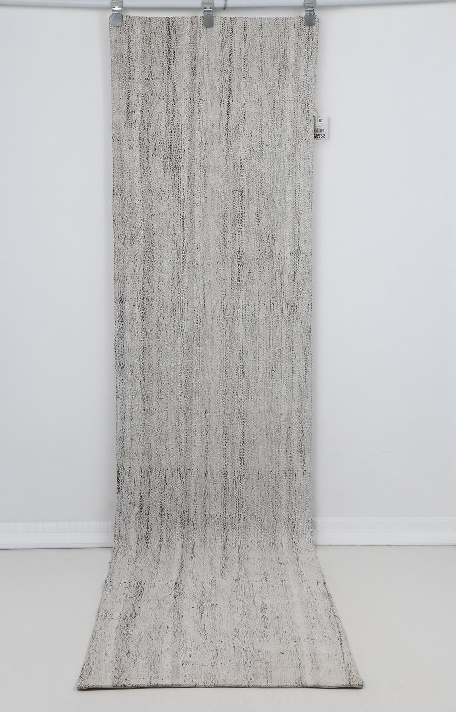 3x10 Vintage Turkish Flatweave Runner Rug, Minimalist Black and White Wool Hallway Rug, Handmade Long Kilim