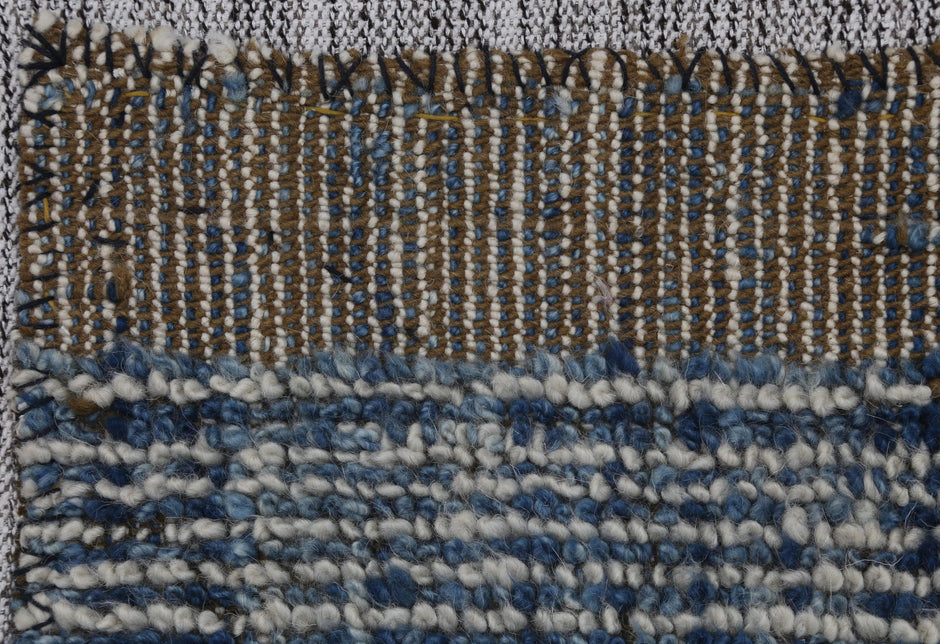3x4 Vintage Turkish Blue Tapestry Rug, Handwoven Wool Wall Hanging, Minimalist Textile Art