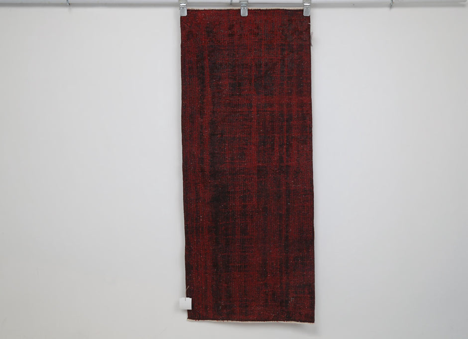 2x5 Vintage Turkish Runner Rug, Handmade Wool Cotton Hallway Rug, Distressed Red Entryway Accent Rug