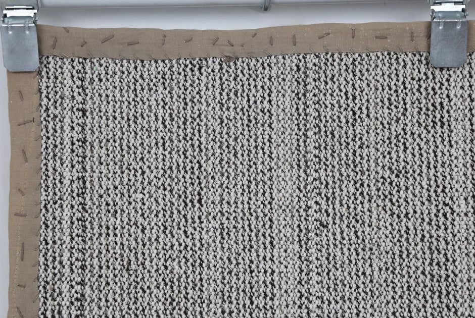 3x8 Vintage Turkish Flatweave Runner Rug, Handmade Wool Hallway Rug, Neutral Beige Gray Minimalist Kilim Runner