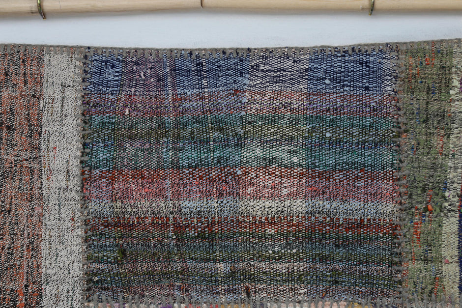 7x10 Vintage Turkish Flatweave Patchwork Rug, Handmade Multicolor Kilim Area Rug, Large Bohemian Wool Cotton Carpet