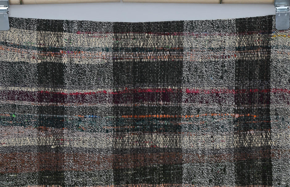 8x10 Vintage Turkish Flatweave Rug, Handmade Multicolor Wool Cotton Area Rug, Large Minimalist Kilim Carpet