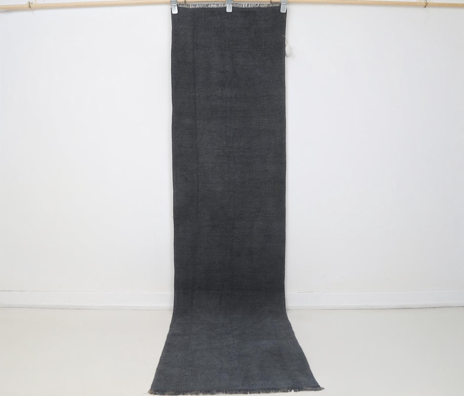 2x8 Vintage Turkish Hemp Runner Rug, Handmade Blue Hallway Rug, Minimalist Narrow Runner Carpet