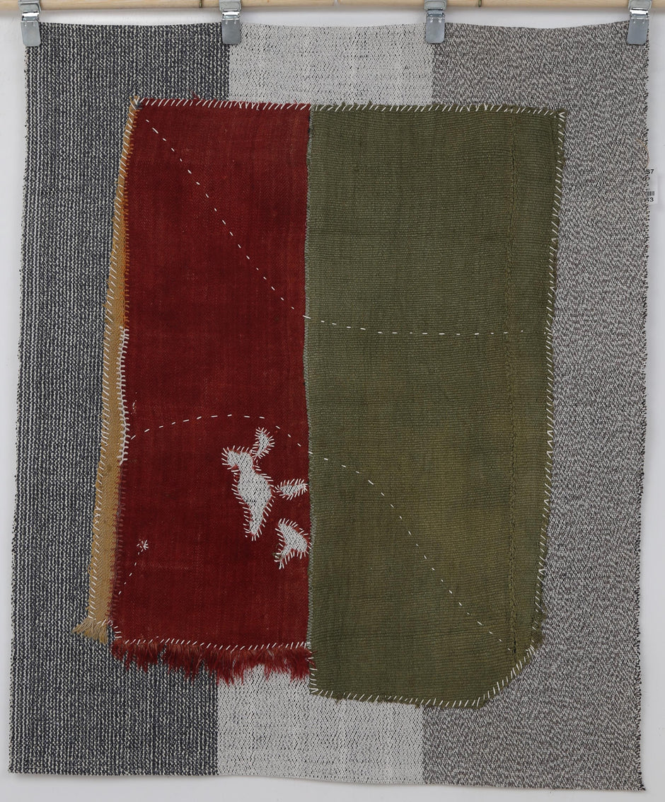 3x4 Handmade Wool Tapestry Rug, Abstract Color Block Wall Hanging, Modern Textile Fiber Art