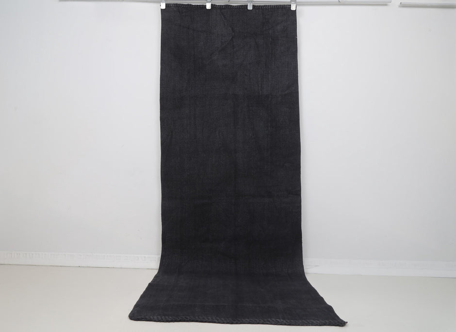 2x9 Vintage Turkish Hemp Runner Rug, Handmade Dark Blue Hallway Rug, Minimalist Long Kitchen Runner