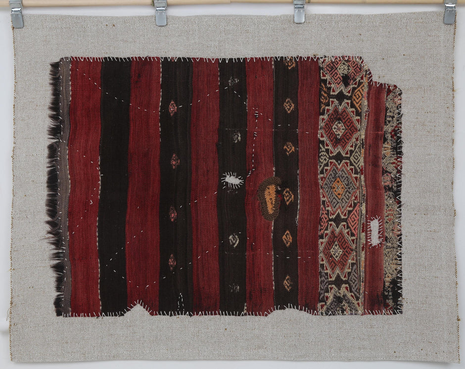 3x4 Handmade Wool Tapestry Rug, Tribal Textile Wall Hanging, Rustic Fiber Art Decor