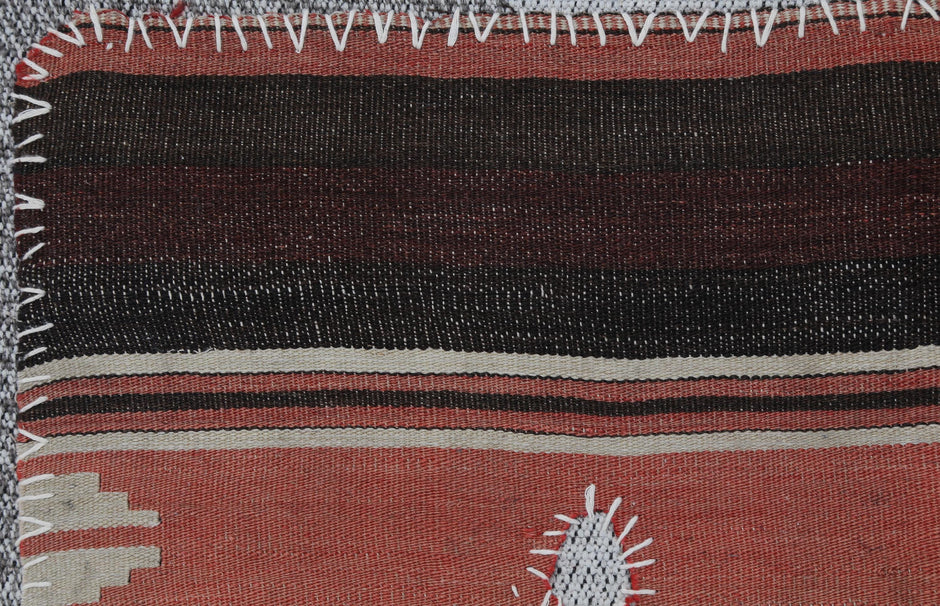 3x4 Handmade Wool Tapestry Rug, Red Tribal Textile Wall Hanging, Rustic Fiber Art Decor