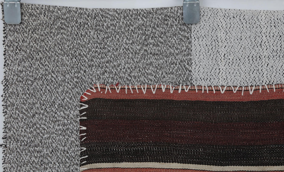 3x4 Handmade Wool Tapestry Rug, Red Tribal Textile Wall Hanging, Rustic Fiber Art Decor