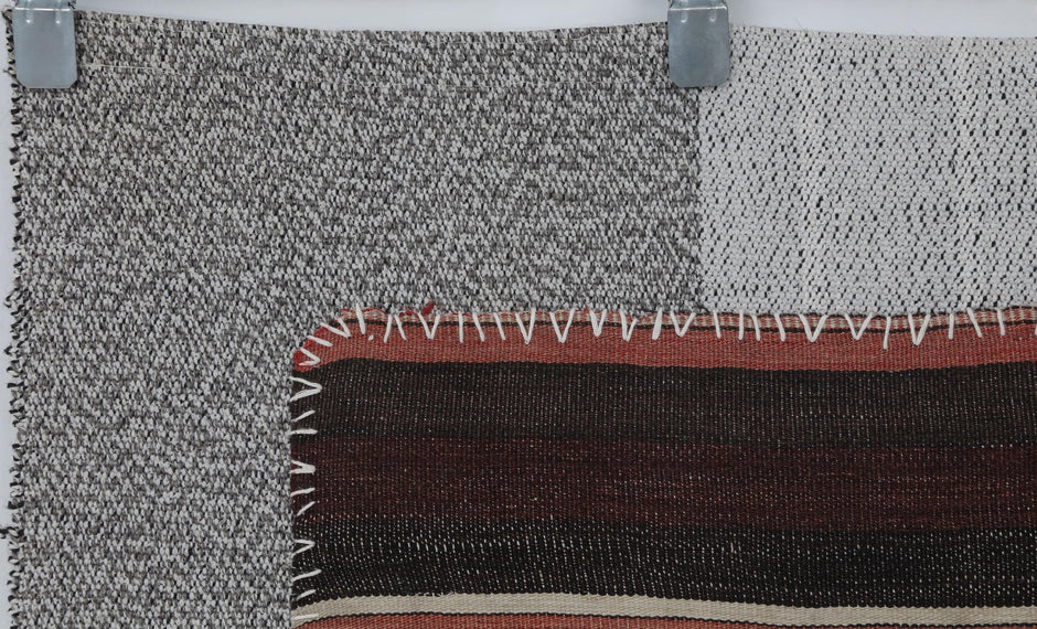 3x4 Handmade Wool Tapestry Rug, Red Tribal Textile Wall Hanging, Rustic Fiber Art Decor