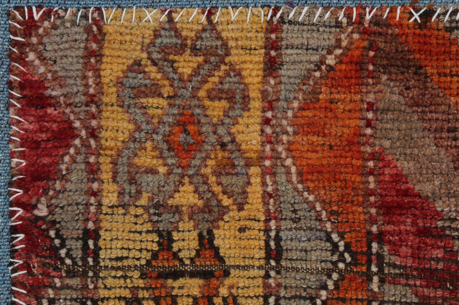 3x4 Handmade Wool Tapestry Rug, Earthy Tribal Textile Wall Hanging, Geometric Fiber Art Decor
