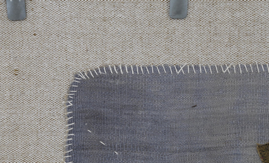 3x4 Vintage Turkish Tapestry Rug, Gray Abstract Hemp Wool Textile, Minimalist Woven Wall Art