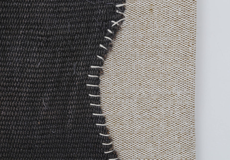 3x4 Vintage Turkish Tapestry Rug, Black Brown Hemp Wool Patchwork, Woven Textile Wall Art