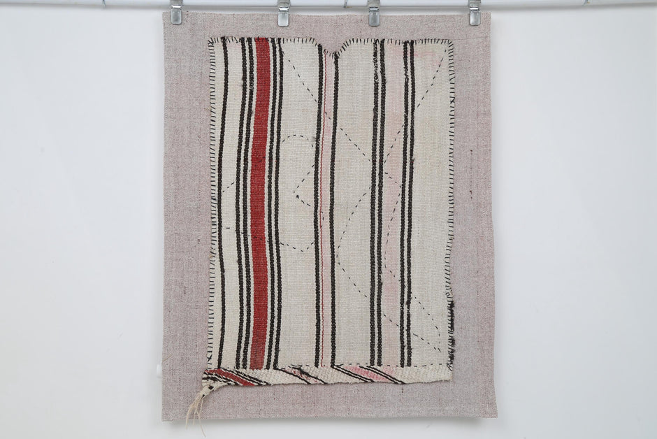 3x4 Vintage Turkish Tapestry Rug, Hemp Wool Kilim Wall Hanging, Handwoven Textile Wall Art