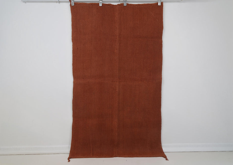 4x6 Vintage Turkish Hemp Tapestry Rug, Rust Woven Textile Wall Hanging, Minimalist Fiber Wall Art