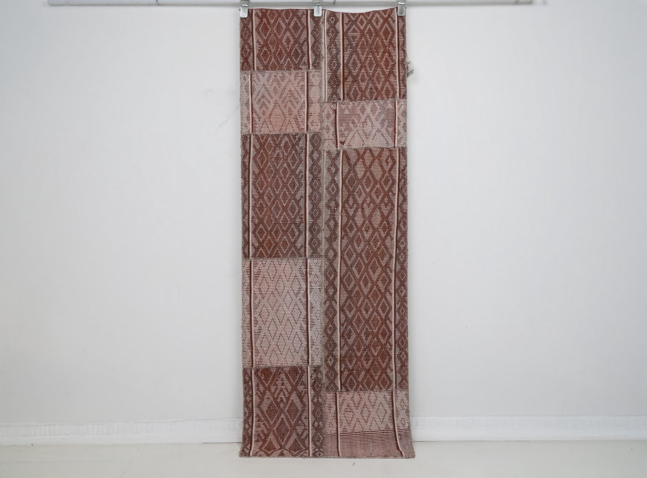 2x6 Vintage Turkish Flatweave Runner Rug, Brown Cream Geometric Kilim, Woven Hallway Entryway Rug