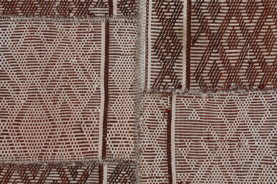 2x6 Vintage Turkish Flatweave Runner Rug, Brown Cream Geometric Kilim, Woven Hallway Entryway Rug