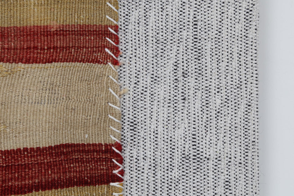 3x4 Vintage Turkish Tapestry Rug, Striped Wool Textile Wall Art, Rustic Woven Wall Hanging