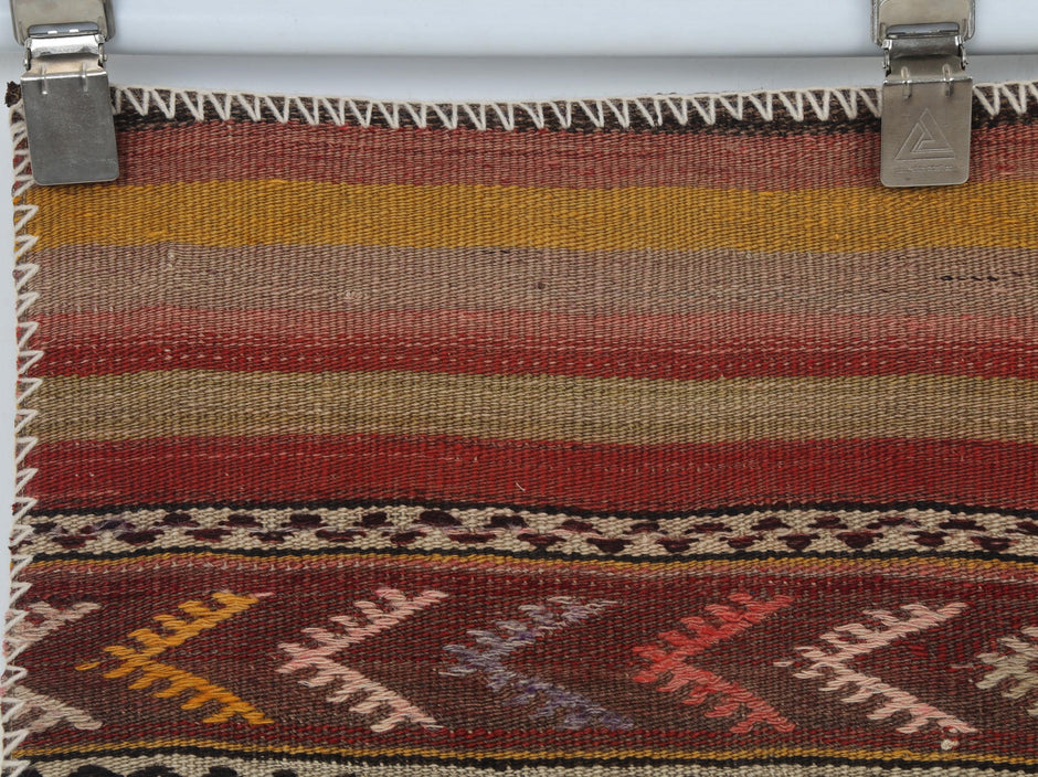 2x3 Vintage Turkish Tapestry Rug, Wool Patchwork Kilim Wall Hanging, Earthy Geometric Textile Wall Art
