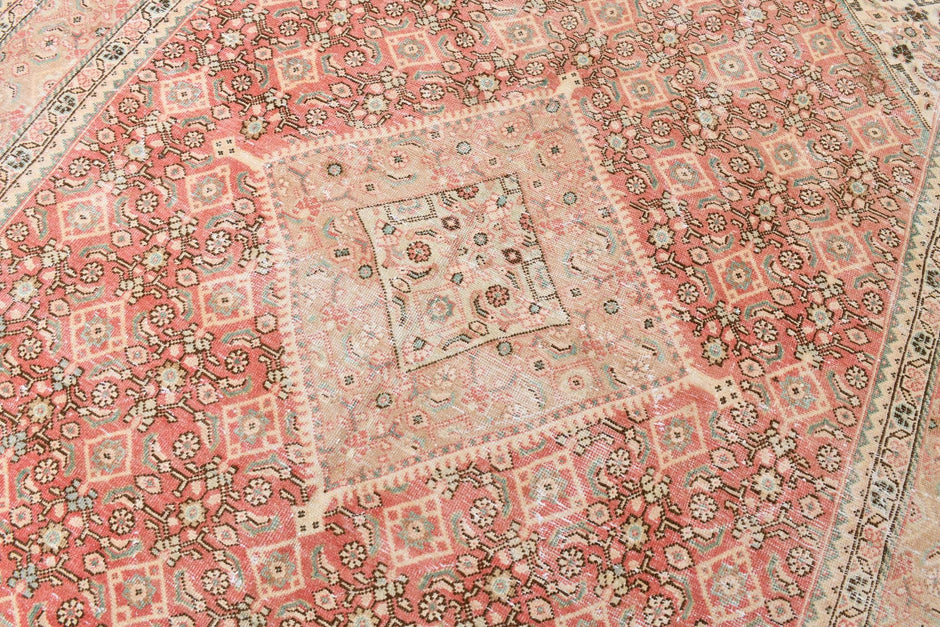 9x13 Vintage Turkish Rug, Dusty Rose Silverwash Rug, Soft Ivory Wool Rug, Large Vintage Area Rug