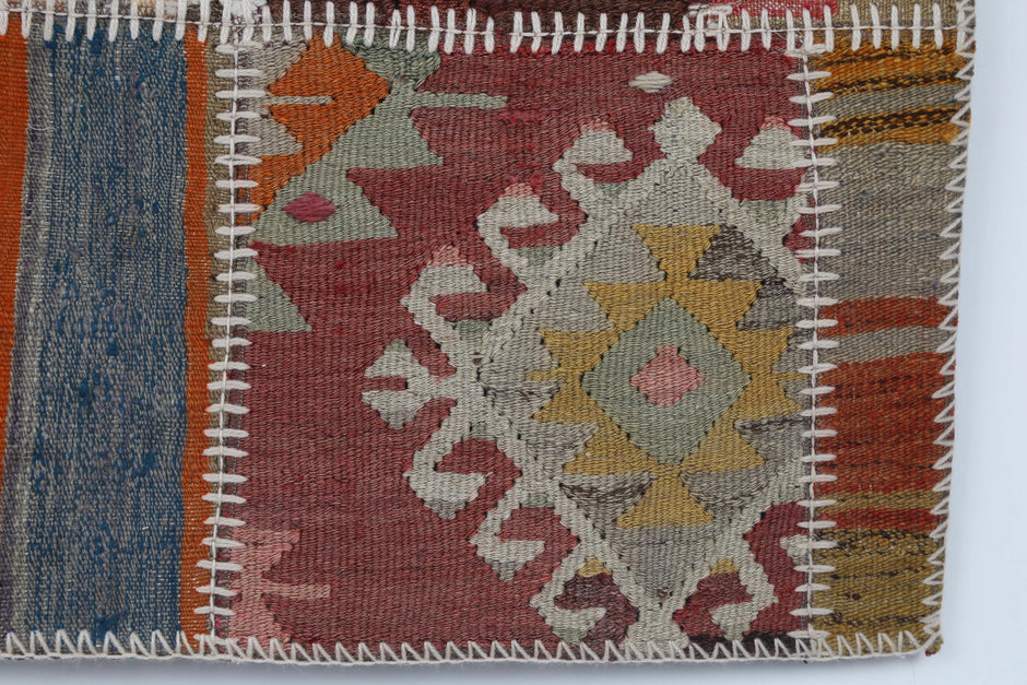 2x3 Vintage Turkish Tapestry Rug, Wool Patchwork Kilim Wall Hanging, Woven Textile Wall Art
