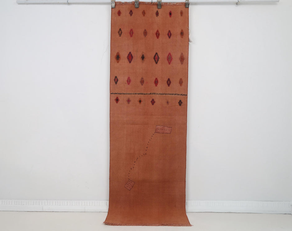 2x7 Vintage Turkish Hemp Runner Rug, Handmade Kilim, Narrow Hallway Rug, Vintage Anatolian Hemp Rug