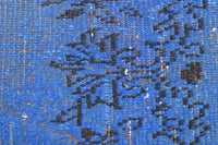 5x8 Vintage Turkish Rug, Blue Black Wool Cotton Area Rug, Distressed Traditional Rug