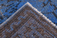 5x8 Vintage Turkish Rug, Blue Black Wool Cotton Area Rug, Distressed Traditional Rug