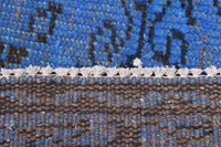 5x8 Vintage Turkish Rug, Blue Black Wool Cotton Area Rug, Distressed Traditional Rug