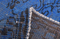 5x8 Vintage Turkish Rug, Blue Black Wool Cotton Area Rug, Distressed Traditional Rug