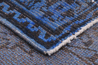 5x8 Vintage Turkish Rug, Blue Black Wool Cotton Area Rug, Distressed Traditional Rug