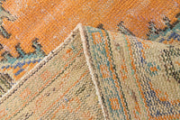 6x10 Vintage Turkish Rug, Orange Beige Floral Wool Cotton Area Rug, Distressed Medallion Rug
