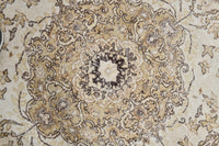 6x10 Vintage Turkish Rug, Beige Brown Floral Wool Cotton Area Rug, Large Neutral Medallion Rug