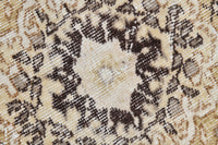 6x10 Vintage Turkish Rug, Beige Brown Floral Wool Cotton Area Rug, Large Neutral Medallion Rug